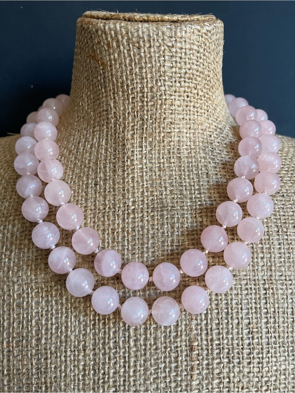 36” inches Genuine Rose Quartz Beaded Necklace .